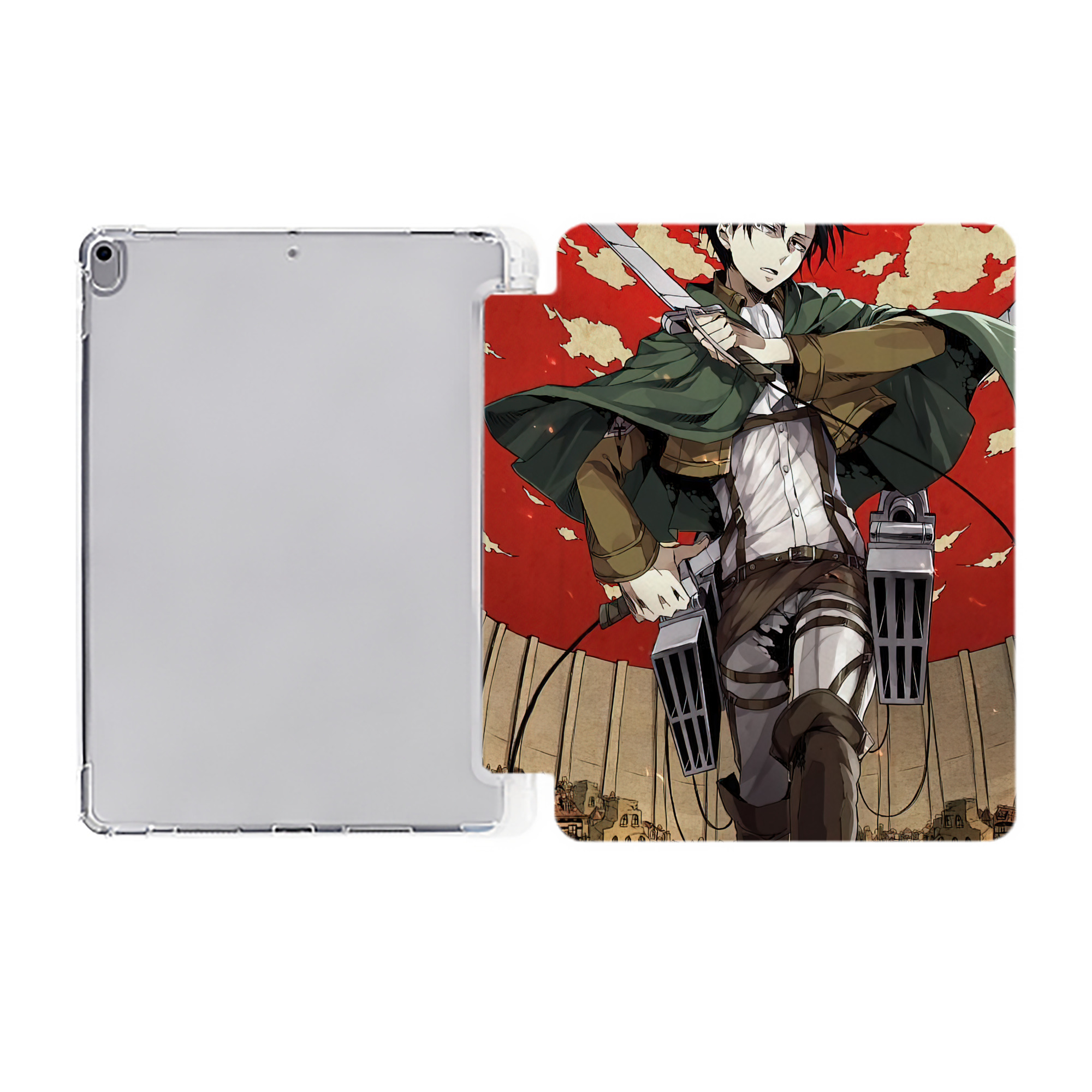 （画像用） 進撃の巨人 Attack on Titan IPad ケース ペン収納付き 三つ折りスタンド PUレザー×シリコン 対応機種9.5/10.5/10.9インチ